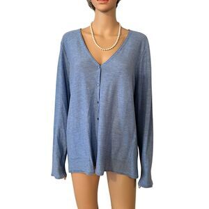 Eileen Fisher NWT Women’s Size XL Blue Featherweight Cashmere Button up Sweater